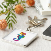 Rainbow Polygonal Seahorse Sleutelhanger (Zijkant)