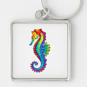 Rainbow Polygonal Seahorse Sleutelhanger