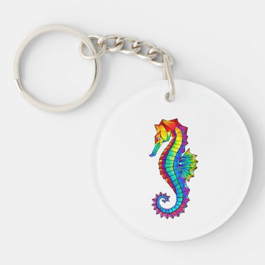 Rainbow Polygonal Seahorse Sleutelhanger (Voorkant)
