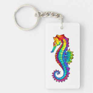 Rainbow Polygonal Seahorse Sleutelhanger