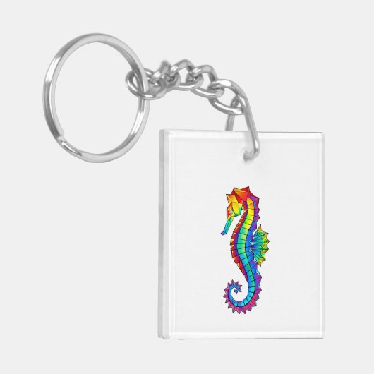 Rainbow Polygonal Seahorse Sleutelhanger (Voorkant Links)