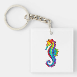 Rainbow Polygonal Seahorse Sleutelhanger