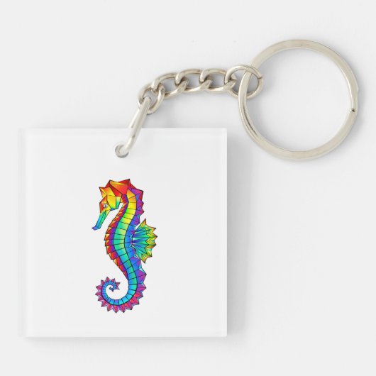 Rainbow Polygonal Seahorse Sleutelhanger (Achterkant)