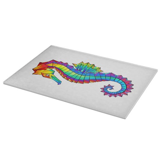 Rainbow Polygonal Seahorse Snijplank (Hoek)