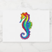 Rainbow Polygonal Seahorse Sparkling Wijnetiket (Enkel label)