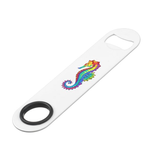Rainbow Polygonal Seahorse Speed Flessenopener (Voorkant Gekanteld)