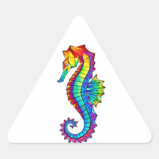 Rainbow Polygonal Seahorse Sticker (Voorkant)