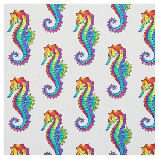 Rainbow Polygonal Seahorse Stof (Swatch)