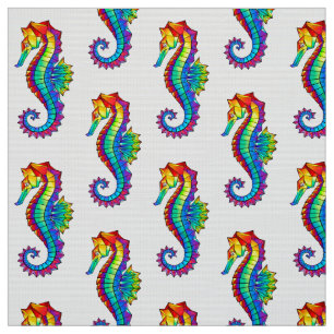 Rainbow Polygonal Seahorse Stof