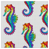 Rainbow Polygonal Seahorse Stof (Close Up)