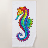 Rainbow Polygonal Seahorse Strandlaken (Voorkant)