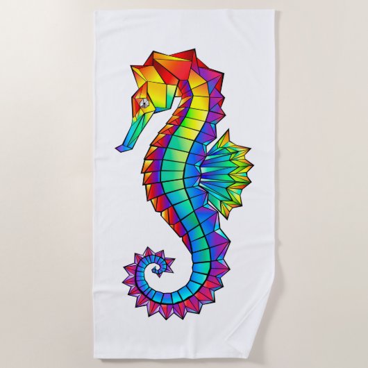 Rainbow Polygonal Seahorse Strandlaken (Voorkant)
