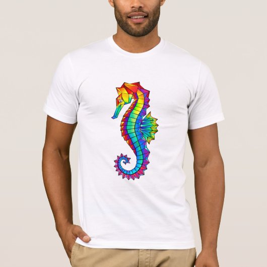 Rainbow Polygonal Seahorse T-shirt (Voorkant)