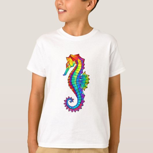 Rainbow Polygonal Seahorse T-shirt (Voorkant)
