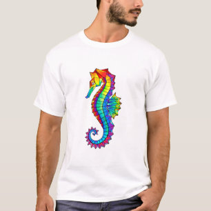 Rainbow Polygonal Seahorse T-shirt