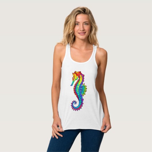 Rainbow Polygonal Seahorse Tanktop (Volledige Voorkant)