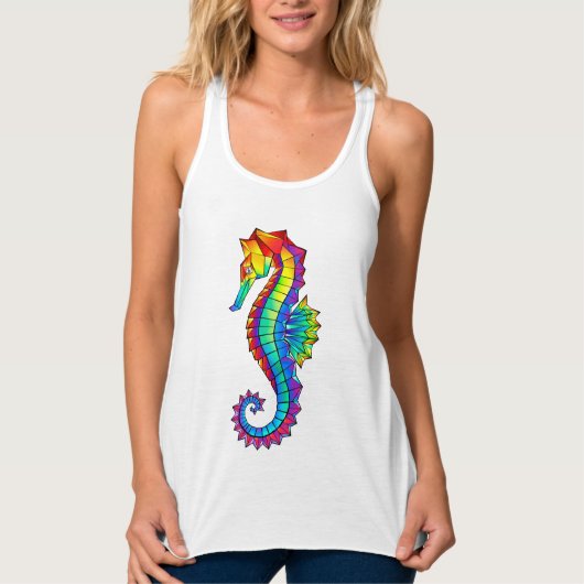 Rainbow Polygonal Seahorse Tanktop (Voorkant)