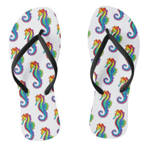 Rainbow Polygonal Seahorse Teenslippers