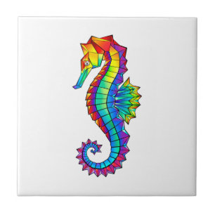 Rainbow Polygonal Seahorse Tegeltje