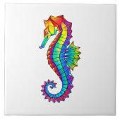 Rainbow Polygonal Seahorse Tegeltje (Voorkant)