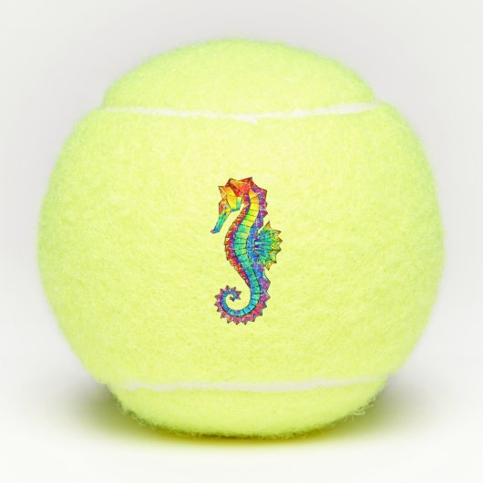Rainbow Polygonal Seahorse Tennisballen (Voorkant)