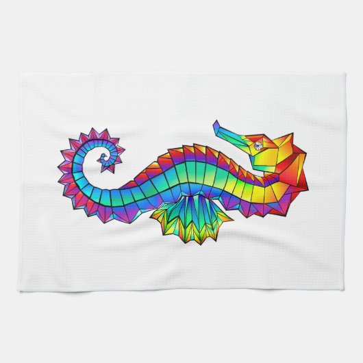 Rainbow Polygonal Seahorse Theedoek (Horizontaal)
