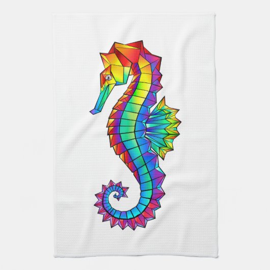 Rainbow Polygonal Seahorse Theedoek (Verticaal)