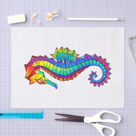 Rainbow Polygonal Seahorse Tissuepapier (Craft)