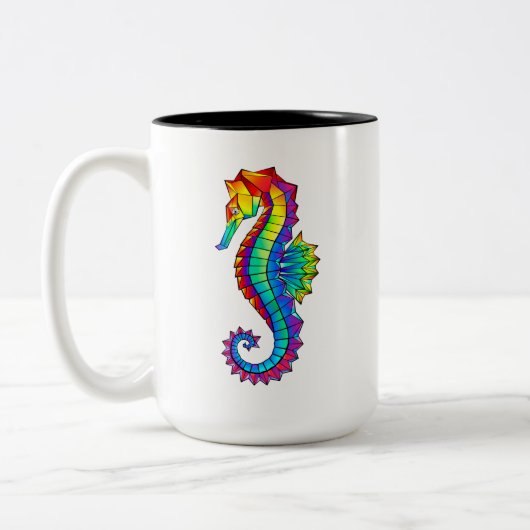 Rainbow Polygonal Seahorse Tweekleurige Koffiemok (Links)