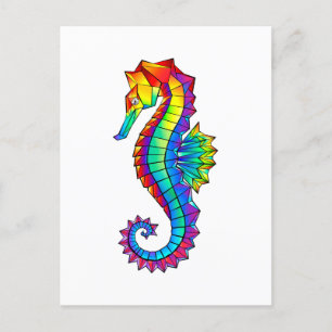 Rainbow Polygonal Seahorse Uitnodiging Briefkaart
