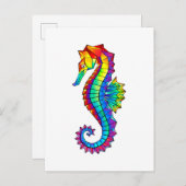 Rainbow Polygonal Seahorse Uitnodiging Briefkaart (Voorkant / Achterkant)