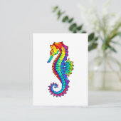 Rainbow Polygonal Seahorse Uitnodiging Briefkaart (Staand voorkant)