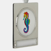 Rainbow Polygonal Seahorse Verzilverd Banner Ornament (Rechts)