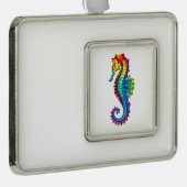 Rainbow Polygonal Seahorse Verzilverd Omlijst Ornament (Rechts)