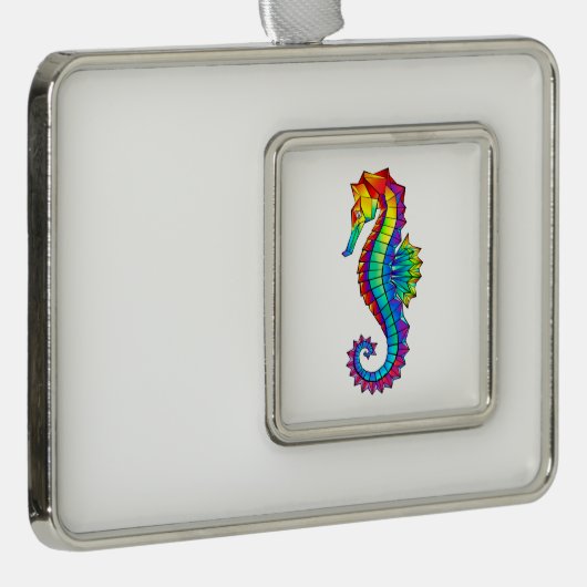 Rainbow Polygonal Seahorse Verzilverd Omlijst Ornament (Rechts)