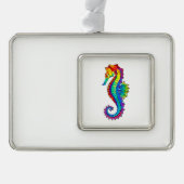 Rainbow Polygonal Seahorse Verzilverd Omlijst Ornament (Voorkant)