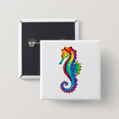 Rainbow Polygonal Seahorse Vierkante Button 5,1 Cm (Voorkant /achterkant)