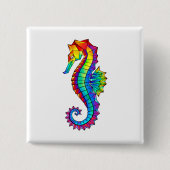 Rainbow Polygonal Seahorse Vierkante Button 5,1 Cm (Voorkant)