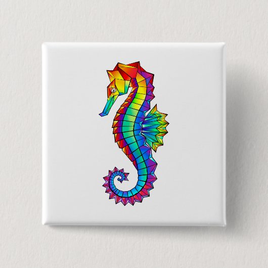 Rainbow Polygonal Seahorse Vierkante Button 5,1 Cm (Voorkant)