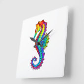 Rainbow Polygonal Seahorse Vierkante Klok (Hoek)