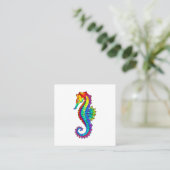 Rainbow Polygonal Seahorse Vierkante Visitekaartje (Staand voorkant)