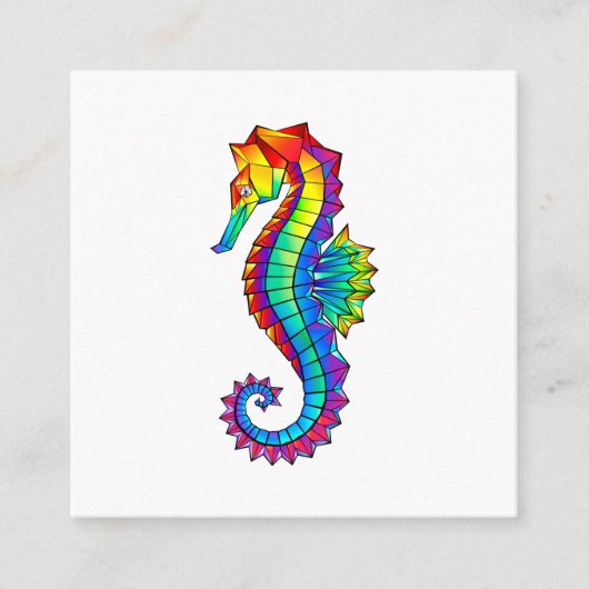 Rainbow Polygonal Seahorse Vierkante Visitekaartje (Voorkant)