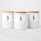 Rainbow Polygonal Seahorse Voedselcontainer Etiket (Flessen)