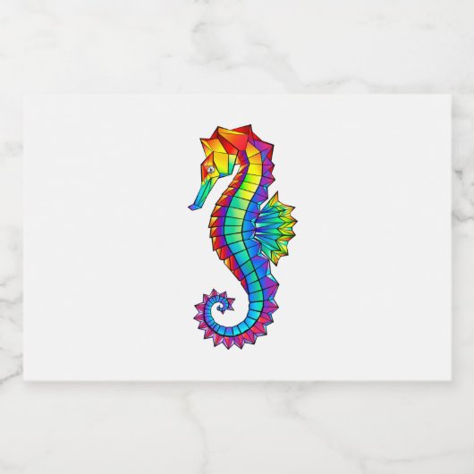 Rainbow Polygonal Seahorse Voedselcontainer Etiket (Enkel label)