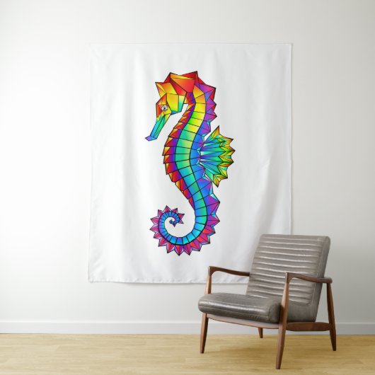 Rainbow Polygonal Seahorse Wandkleed (In situ)