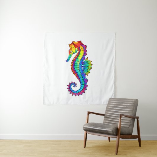 Rainbow Polygonal Seahorse Wandkleed (In situ)