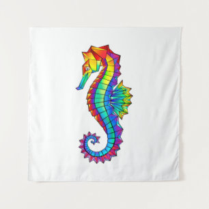 Rainbow Polygonal Seahorse Wandkleed