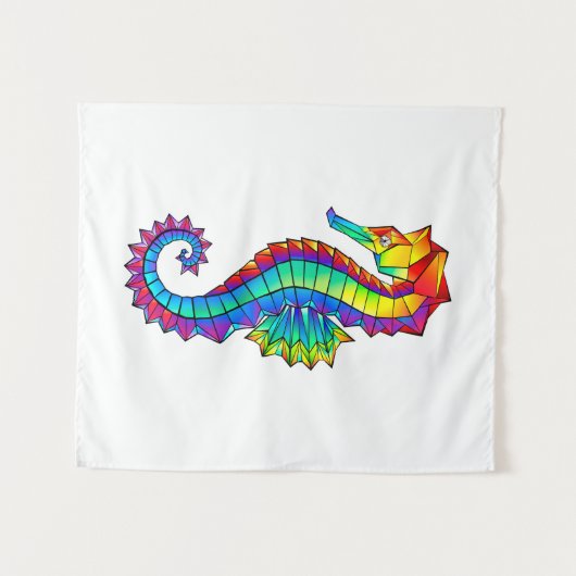 Rainbow Polygonal Seahorse Wandkleed (Voorkant (horizontaal))