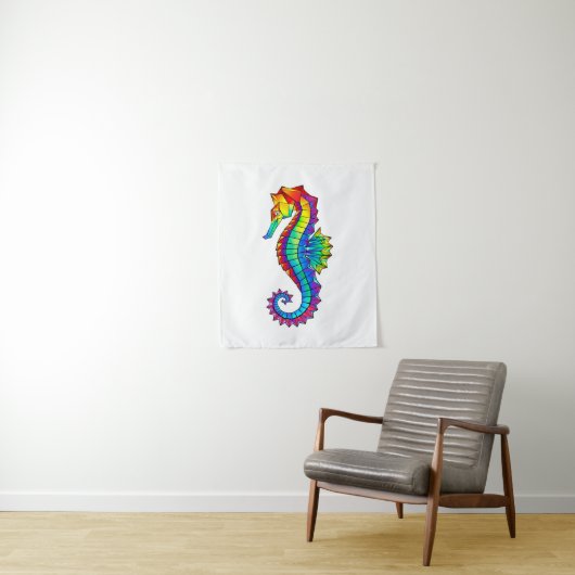 Rainbow Polygonal Seahorse Wandkleed (In situ)