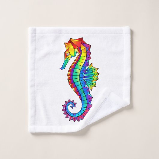 Rainbow Polygonal Seahorse Washandje (Wasdoekje)